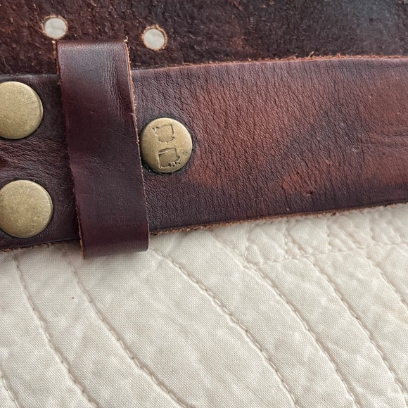 Bed:Stu Leather Belt Bag Coin Pouch Men\'s Women\'s Aussie Tisdale Brown sz 34